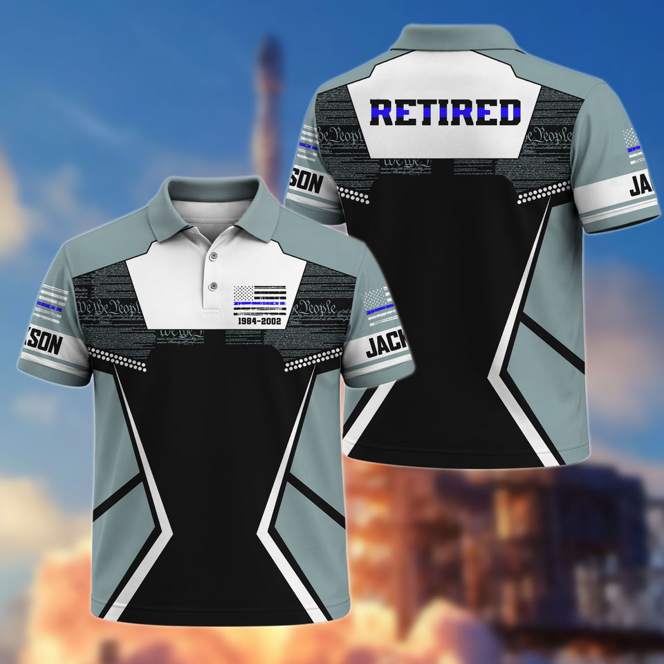 Premium Retired Blue Thin Line Police Polo Shirt 1300326, Gifts For Officers Gifts For Police Man