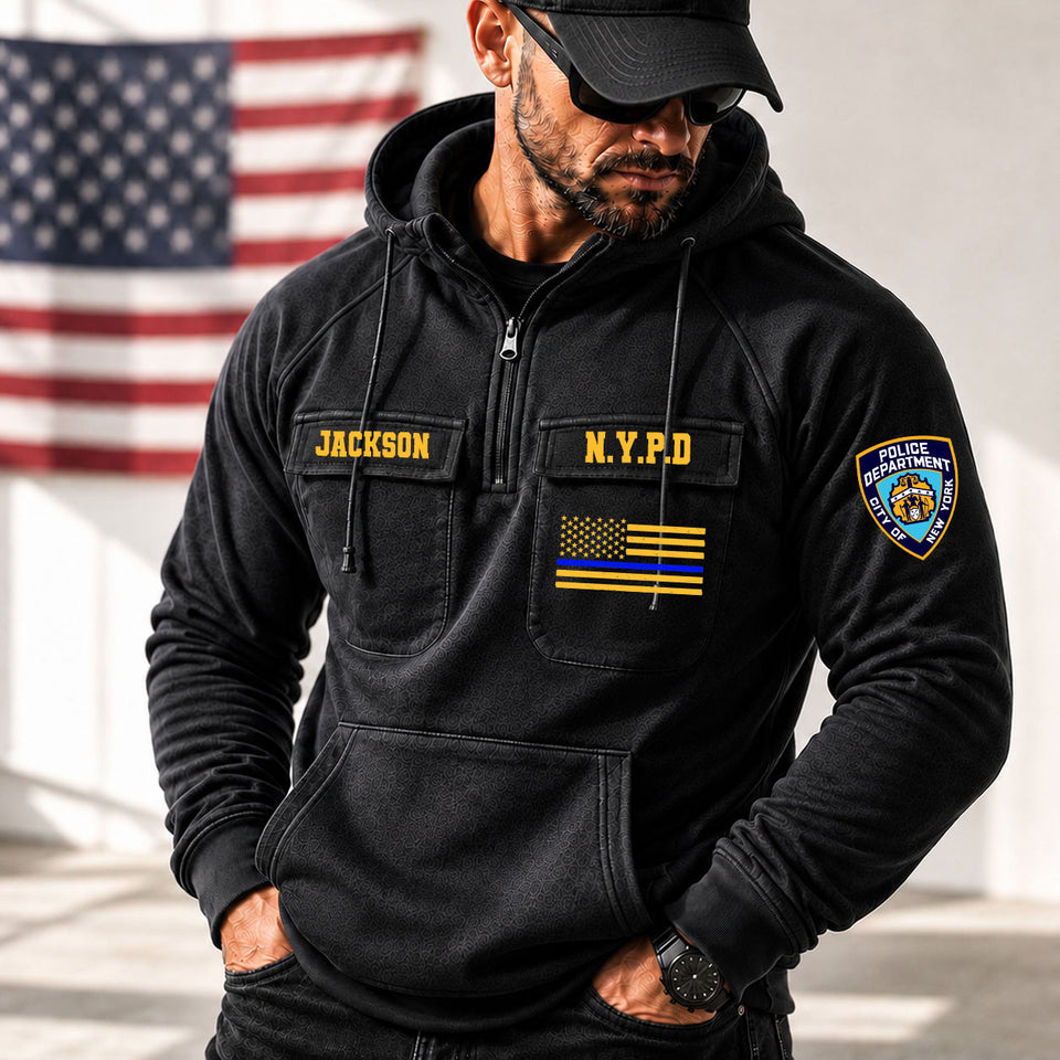 Personalized US Police Name, Dept & Year American Retro Hooded Sweatshirt Printed H1505