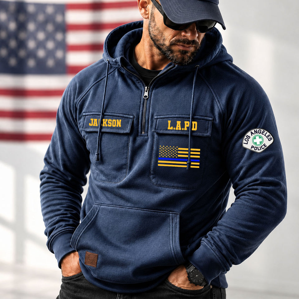 Personalized US Police Name, Dept & Year American Retro Hooded Sweatshirt Printed H1505
