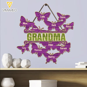 Personalized Grandma Kid Wood Sign Printed 22APR-LN06