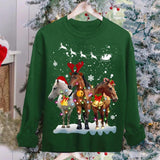 Personalized Horse Love Christmas Crew Neck Sweatshirt Printed 22OCT-MA14