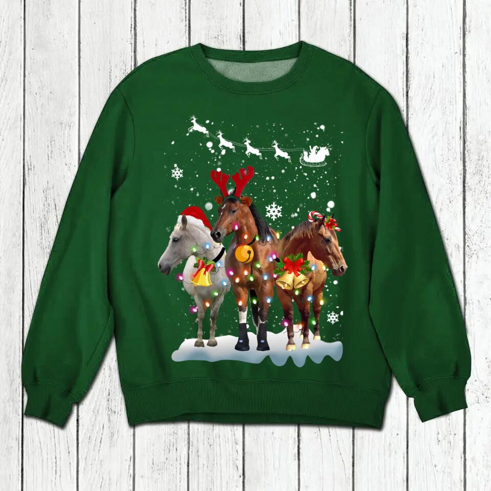 Personalized Horse Love Christmas Crew Neck Sweatshirt Printed 22OCT-MA14