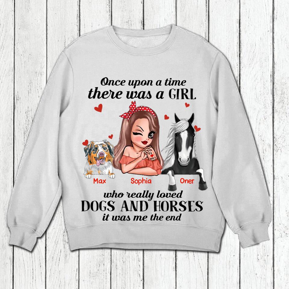 Personalized Once Upon A Time There Was A Girl Who Really Loved Dogs And Horses Tshirt Printed 22NOV-HQ07