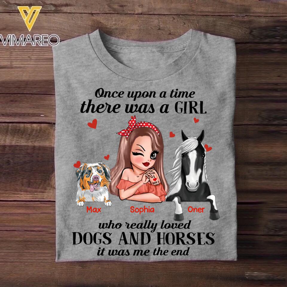 Personalized Once Upon A Time There Was A Girl Who Really Loved Dogs And Horses Tshirt Printed 22NOV-HQ07