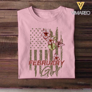 Personalized Birthday month flower February girl Sweatshirt, Tshirt Printed QTDT0102