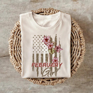 Personalized Birthday month flower February girl Sweatshirt, Tshirt Printed QTDT0102