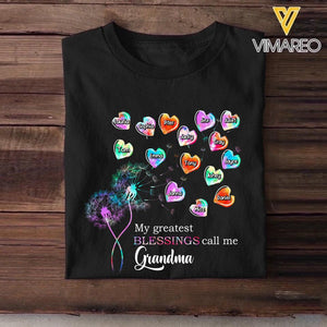 Personalized Grandma Flower heart Tshirt or Sweatshirt Printed QTDT1602