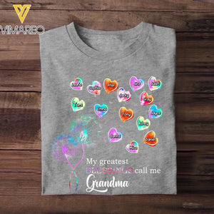 Personalized Grandma Flower heart Tshirt or Sweatshirt Printed QTDT1602