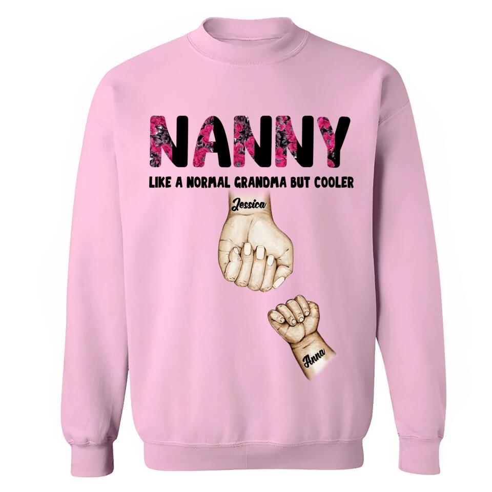 Personalized Grandma Mom Nana Like A Mom But Cooler Kid Name Hand Tshirt Printed 23APR-PN12