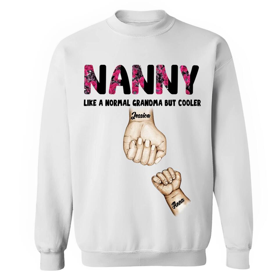 Personalized Grandma Mom Nana Like A Mom But Cooler Kid Name Hand Tshirt Printed 23APR-PN12