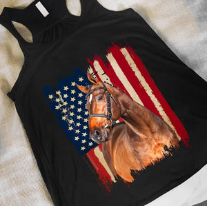 Personalized Upload Your Horse Photo Women's Flowy Racerback Tank Printed 23APR-HQ28