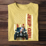 Personalized Upload Photo Jeep Girl Flag Colorful T-shirt Printed QTTB1606