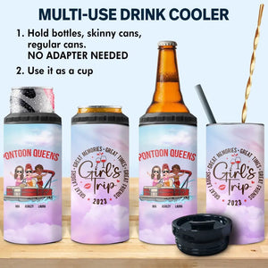 Personalized Pontoon Queens Girl's Trip Great Laughs Great Memories Great Times Great Friends Can Cooler 16oz Printed PNDT2606