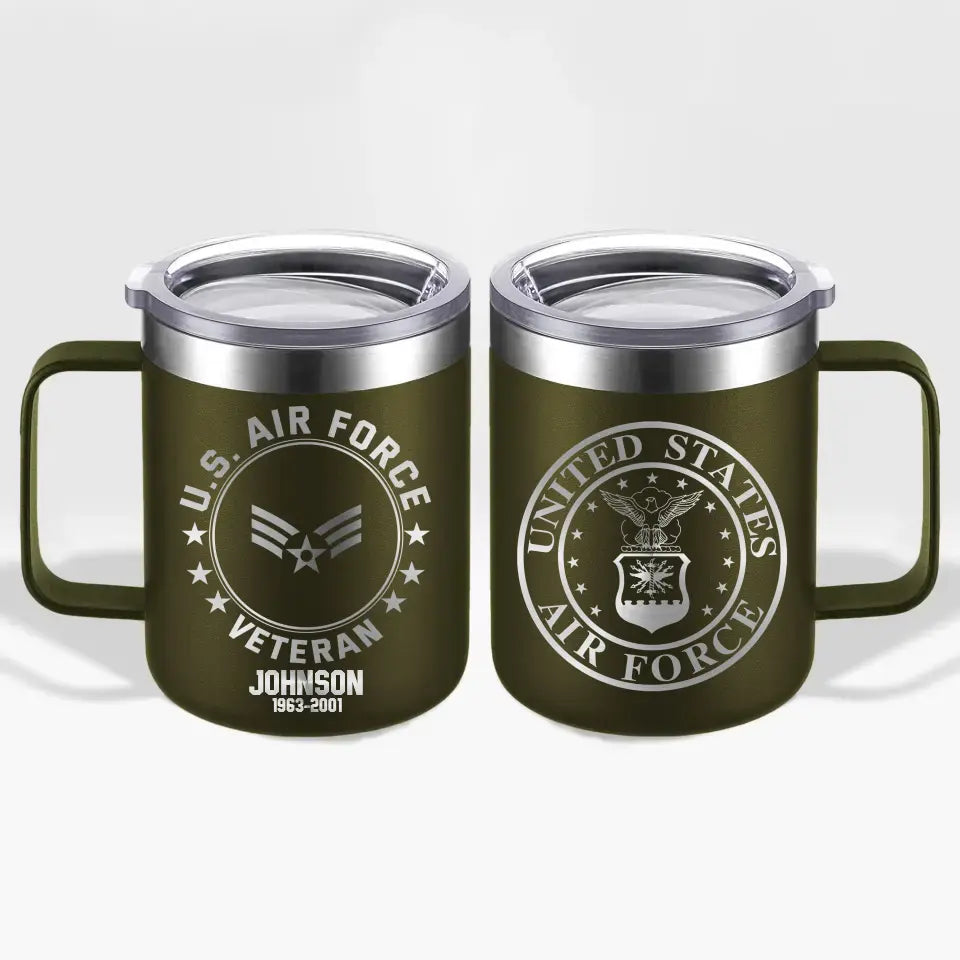 Personalized US Armed Forces With Name And Year Laser Handle Cup Printed 2023197KVH