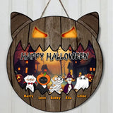 Personalized Happy Halloween Cat Name Cat Lovers Gift Wood Sign Printed HTHDNL23299