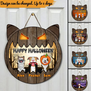 Personalized Happy Halloween Dog Halloween Dog Lovers Gift Wood Sign Door Hanging Decor Home Printed HTHDNL23300