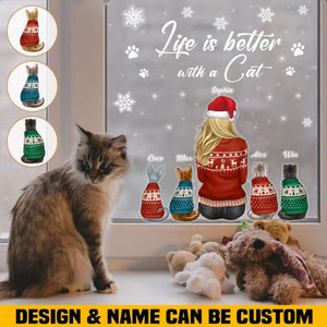 Personalized Life  Is Better With A Cat Window Decal Printed LDMHN23523