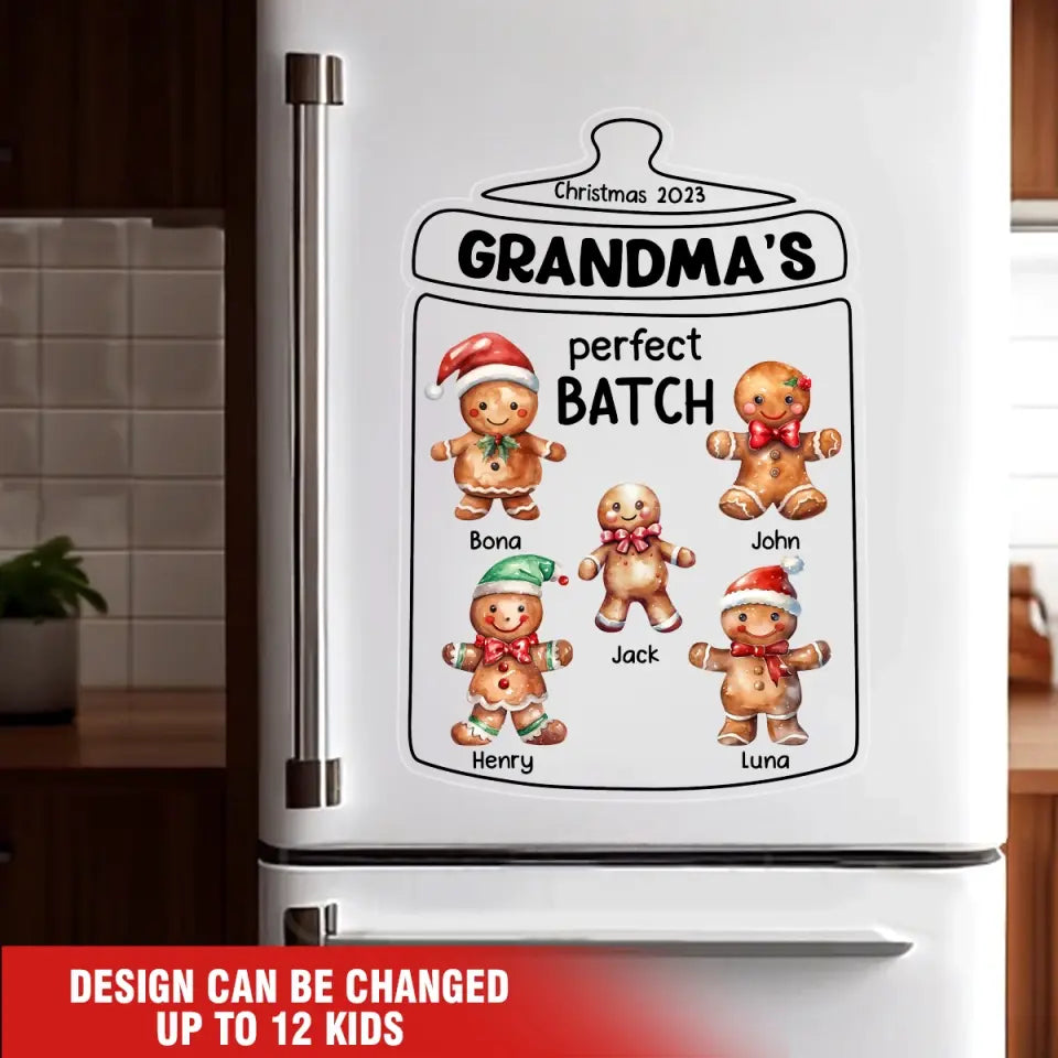 Personalized Christmas 2023 Grandma's Perfect Batch & Kid Names Fridge Decal Printed QTPN23560