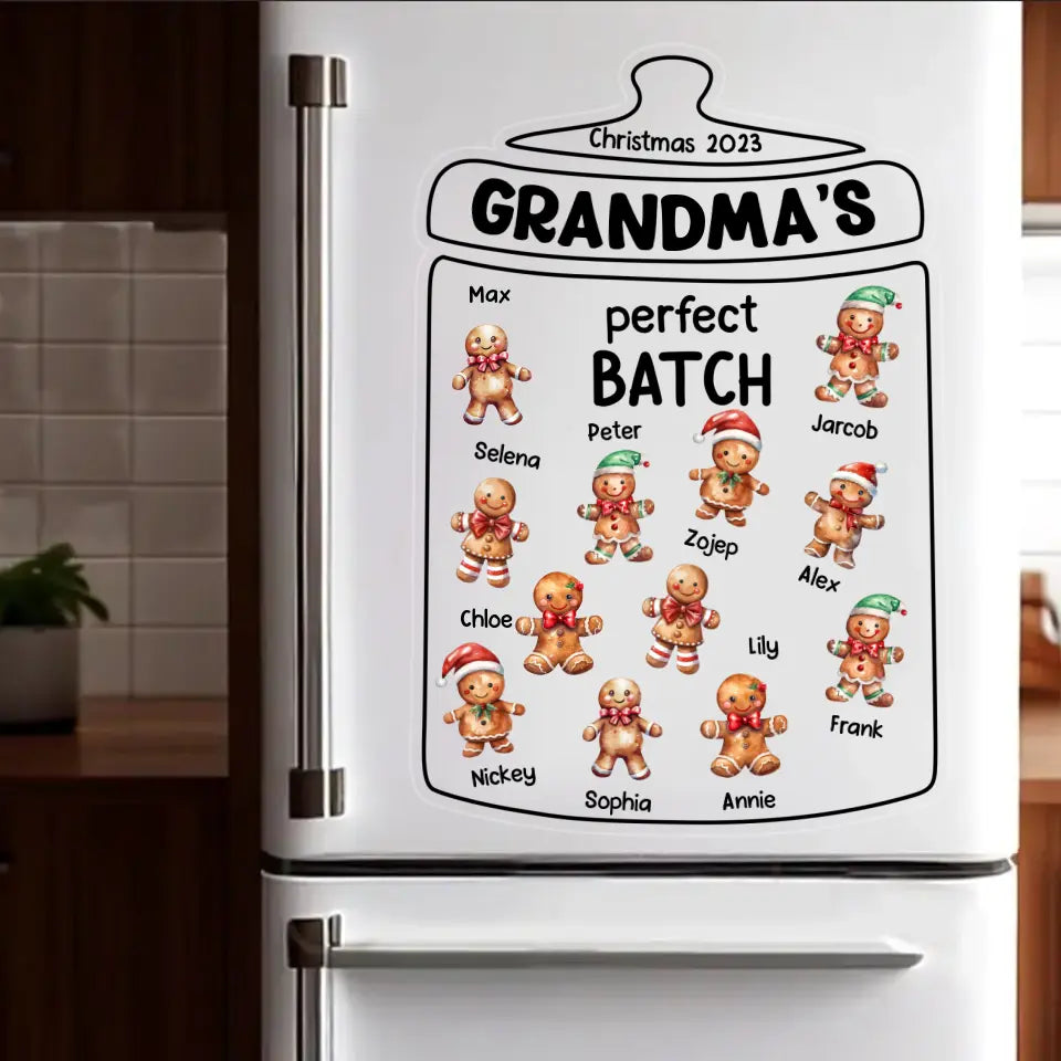 Personalized Christmas 2023 Grandma's Perfect Batch & Kid Names Fridge Decal Printed QTPN23560