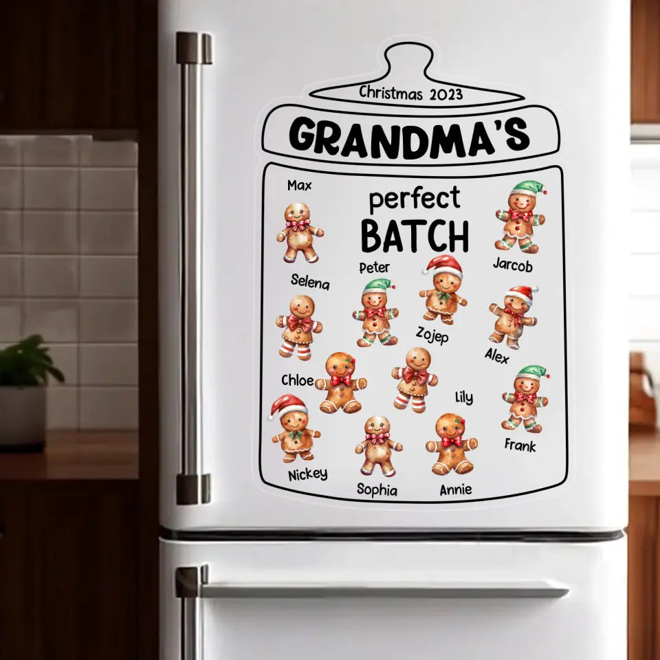 Personalized Christmas 2023 Grandma's Perfect Batch & Kid Names Fridge Decal Printed QTPN23560