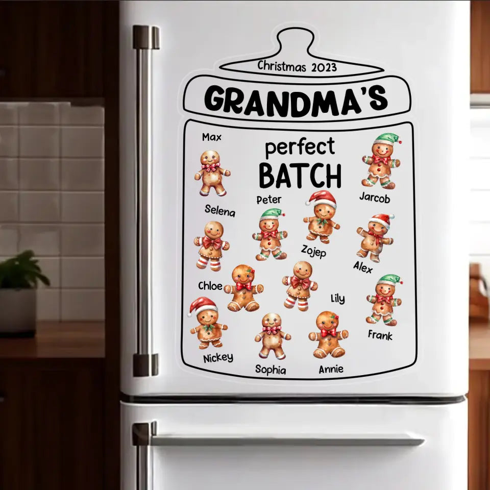 Personalized Christmas 2023 Grandma's Perfect Batch & Kid Names Fridge Decal Printed QTPN23560