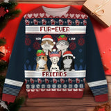 Personalized Fur-ever Friends Cat Xmas Christmas Gift Ugly Sweater Printed QTHN637