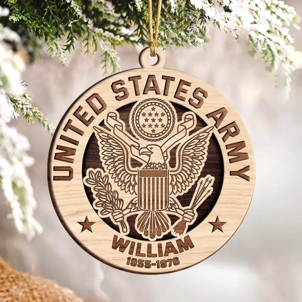 Personalized United States Military Wooden Ornament 2 Layer Printed QTPN650