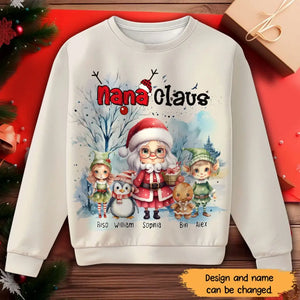 Personalized Nanaclaus With Kid Names Sweater Printed NTMTHN23716