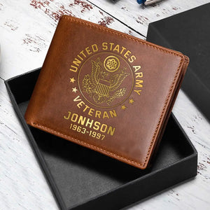 Personalized US Military Branch Leather Wallet QTKH723