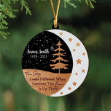 Personalized The Sky Looks Different When Someone You Love Is Up There Wooden Ornament 3 Layers Printed HTHVQ23733