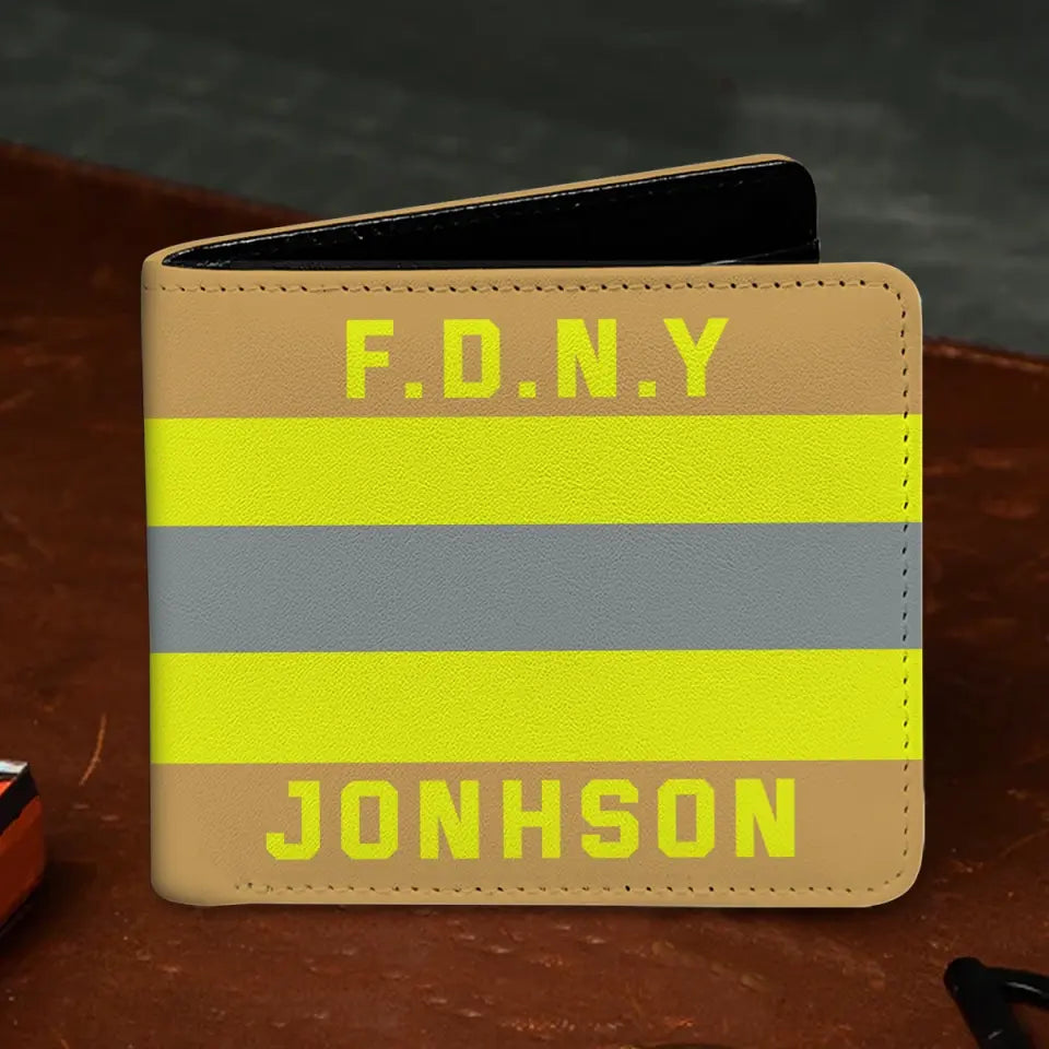 Personalized Firefighter Leather Wallet 3D Print QTKH748