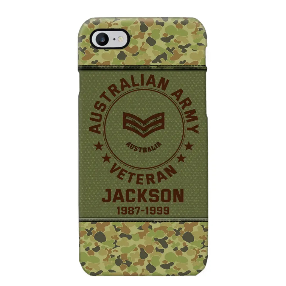 Personalized Australian Army Air Force Navy Rank & Custom Name Phone Case Printed KVH23759