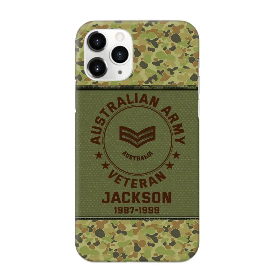 Personalized Australian Army Air Force Navy Rank & Custom Name Phone Case Printed KVH23759