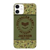 Personalized Australian Army Air Force Navy Rank & Custom Name Phone Case Printed KVH23759