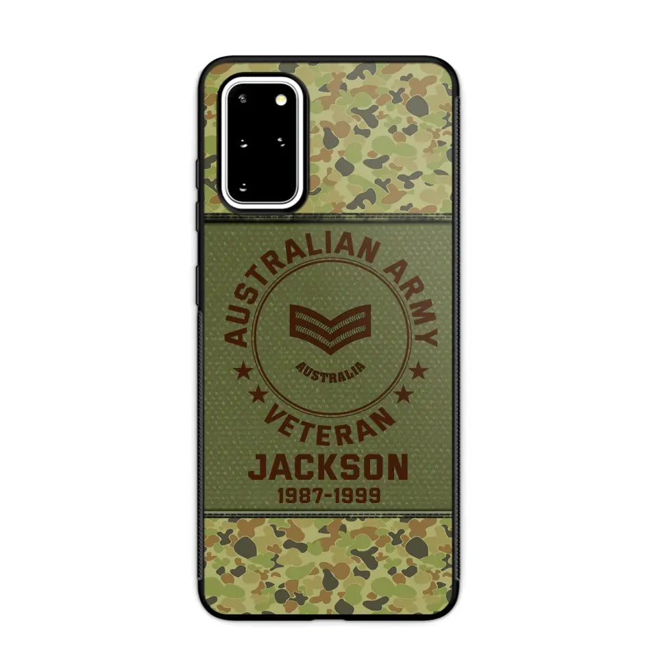 Personalized Australian Army Air Force Navy Rank & Custom Name Phone Case Printed KVH23759