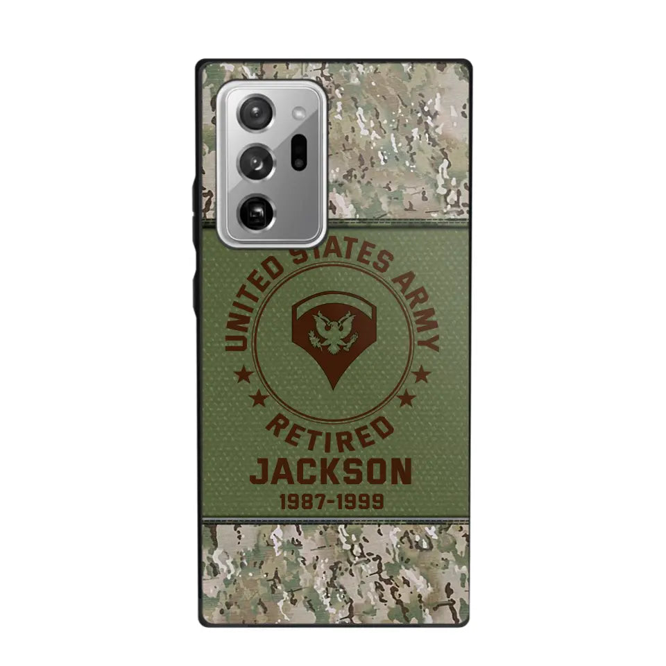 Personalized US Army Air Force Navy Rank & Custom Name Phone Case Printed KVH23759