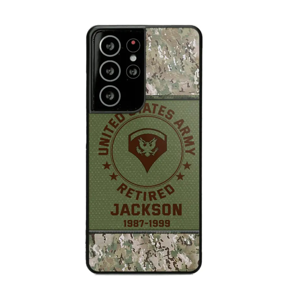 Personalized US Army Air Force Navy Rank & Custom Name Phone Case Printed KVH23759