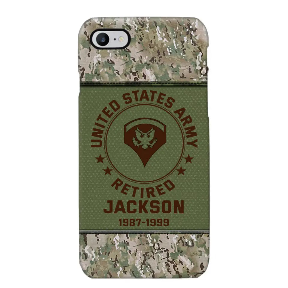 Personalized US Army Air Force Navy Rank & Custom Name Phone Case Printed KVH23759