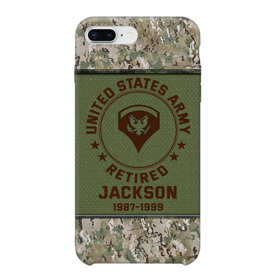 Personalized US Army Air Force Navy Rank & Custom Name Phone Case Printed KVH23759