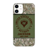 Personalized US Army Air Force Navy Rank & Custom Name Phone Case Printed KVH23759