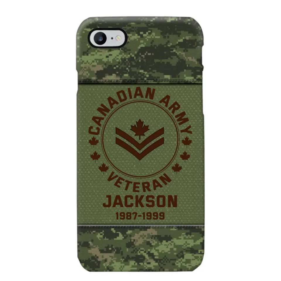 Personalized Canadian Army Air Force Navy Rank & Custom Name Phone Case Printed KVH23759