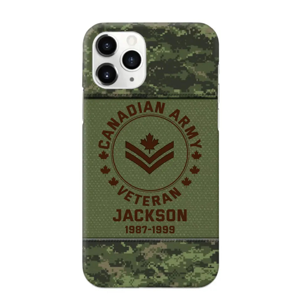 Personalized Canadian Army Air Force Navy Rank & Custom Name Phone Case Printed KVH23759