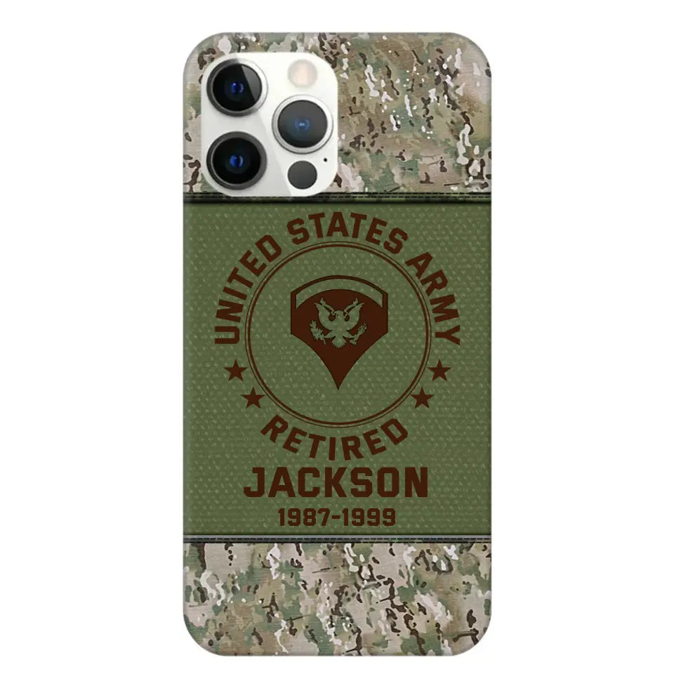 Personalized US Army Air Force Navy Rank & Custom Name Phone Case Printed KVH23759