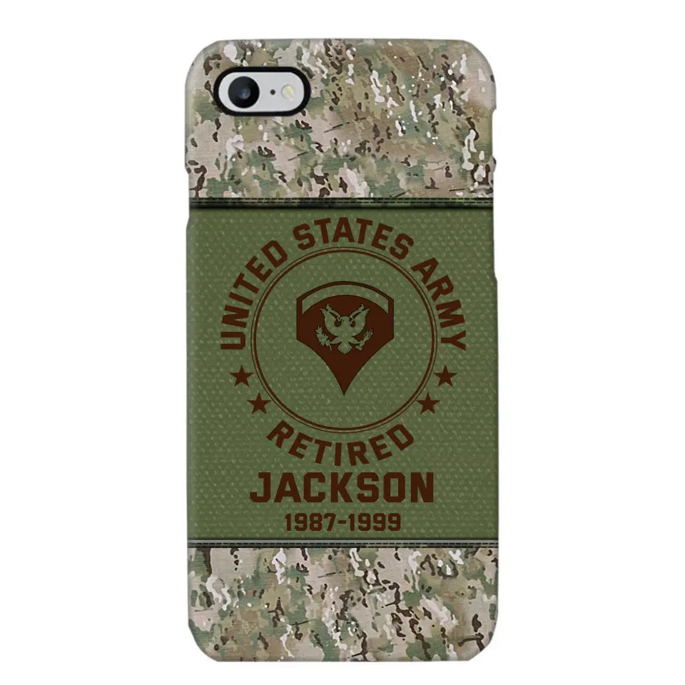 Personalized US Army Air Force Navy Rank & Custom Name Phone Case Printed KVH23759