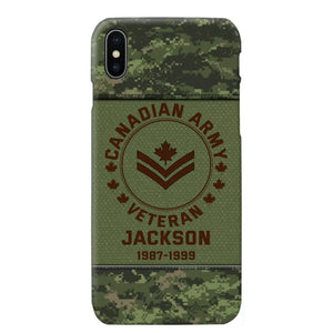 Personalized Canadian Army Air Force Navy Rank & Custom Name Phone Case Printed KVH23759