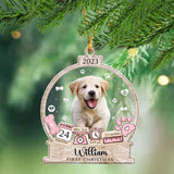 Personalized Upload Dog Photo Dog Paw First Christmas 2023 Wooden Ornament 2 Layer Printed NTMTHN23777