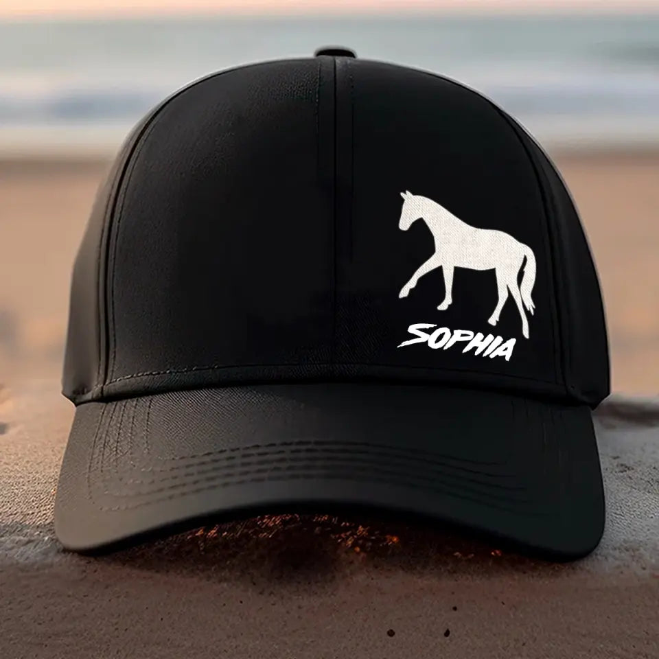 Personalized Horse Custom Name Black Cap QTPN23799