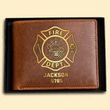 Personalized Firefighter Department Custom Name & ID Leather Wallet QTKH23801