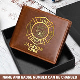 Personalized Firefighter Department Custom Name & ID Leather Wallet QTKH23801