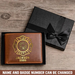 Personalized Firefighter Department Custom Name & ID Leather Wallet QTKH23801